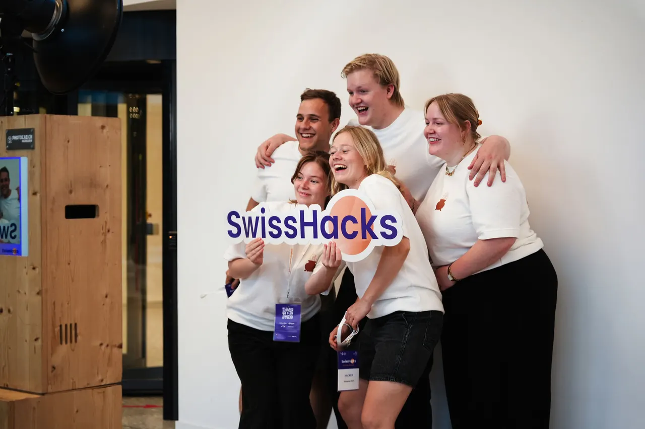 Participants celebrating at SwissHacks 2026.